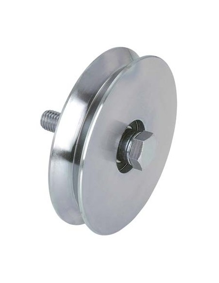 RUOTA CANCELLO A FISSARE GOLA V 402 COMBI ZINCATA + CUSCINETTO MM 120
