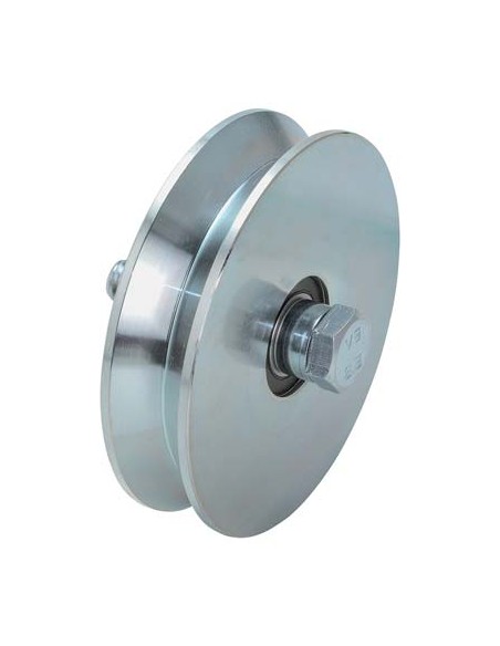 RUOTA CANCELLO A FISSARE GOLA V 407 COMBI ZINCATA + DOPPIO CUSCINETTO MM 140