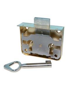 SERRATURA X MOBILI AD APPLICARE ACCIAIO D.OTTONATO 1 LEVA +CHIAVE AMBIDX E.MM 30