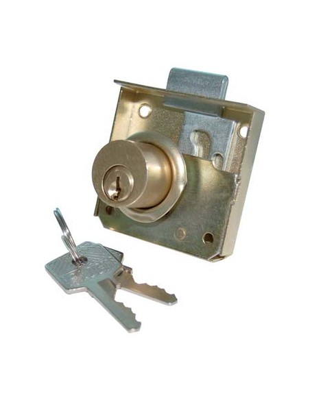 SERRATURA A CILINDRO X MOBILI DA APPLICARE ACCIAIO D.OTTONATO C.OTTONE MM 20X20 E.MM 25
