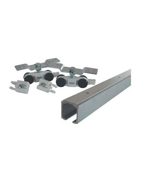 PORTA SCORREVOLE A SOFFITTO IN KIT 1400 OMGE KG 80 BINARIO ALLUMINIO CM 155 X PORTA CM 71/90