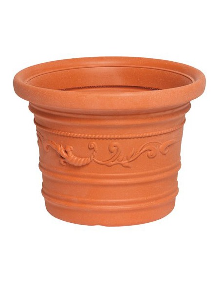 VASO TONDO FESTONATO PRESTIGE RESINA TERRACOTTA CM 40 H.CM 30