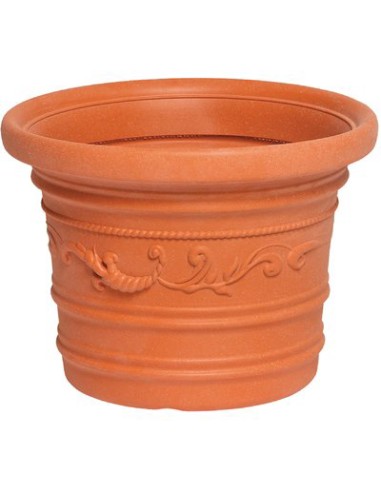 VASO TONDO FESTONATO PRESTIGE RESINA TERRACOTTA CM 50 H.CM 38