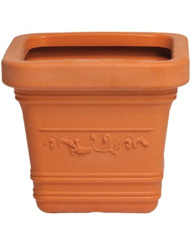 VASO QUADRO FESTONATO PRESTIGE RESINA TERRACOTTA CM 40X40 H.CM 35