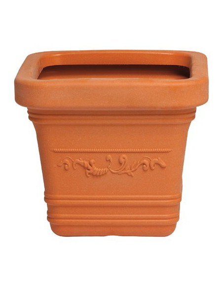 VASO QUADRO FESTONATO PRESTIGE RESINA TERRACOTTA CM 40X40 H.CM 35