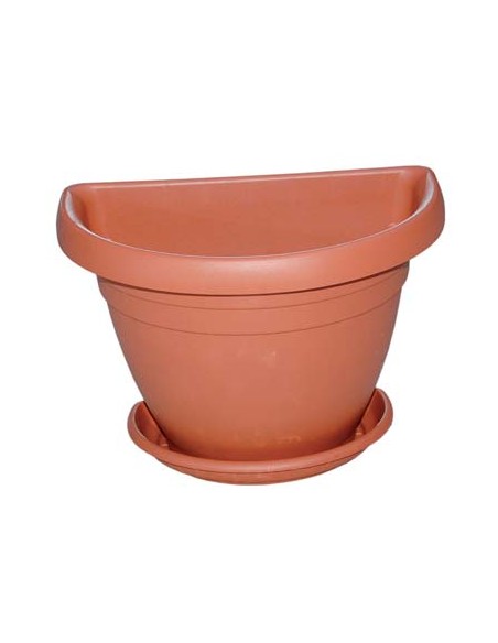 VASO + SOTTOVASO MEZZOTONDO MIMOSA ICS PP TERRACOTTA CM 30X20 H.CM 22