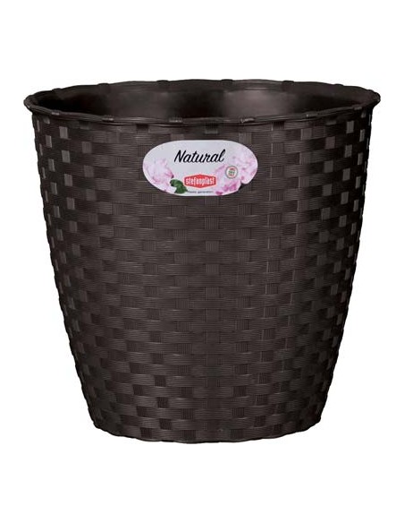 VASO RATTAN TONDO NATURAL STEFANPLAST PP MOKA CM 19 H.CM 17,5