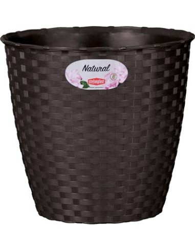 VASO RATTAN TONDO NATURAL STEFANPLAST PP MOKA CM 24 H.CM 22,5