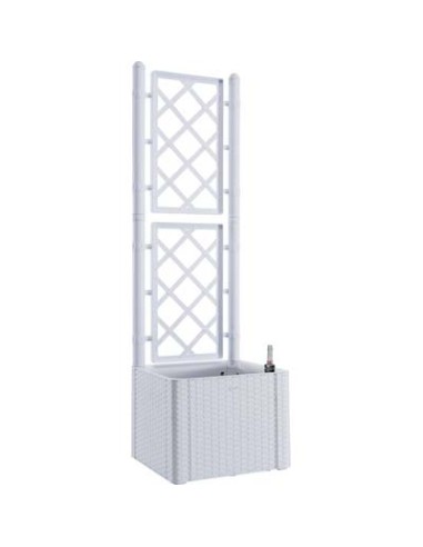 FIORIERA + GRIGLIATO NATURAL DELUXE STEFANPLAST PP RATTAN BIANCO CM  43X43 H.CM 142