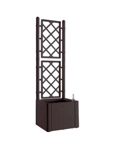 FIORIERA + GRIGLIATO NATURAL DELUXE STEFANPLAST PP RATTAN MOKA CM  43X43 H.CM 142