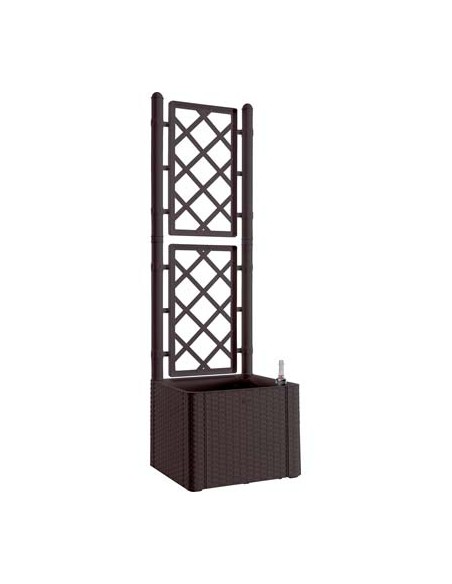 FIORIERA + GRIGLIATO NATURAL DELUXE STEFANPLAST PP RATTAN MOKA CM  43X43 H.CM 142