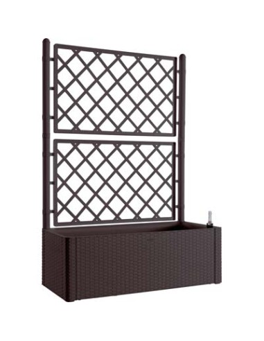 FIORIERA + GRIGLIATO NATURAL DELUXE STEFANPLAST PP RATTAN MOKA CM 100X43 H.CM 142