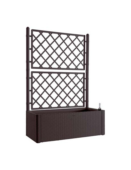 FIORIERA + GRIGLIATO NATURAL DELUXE STEFANPLAST PP RATTAN MOKA CM 100X43 H.CM 142