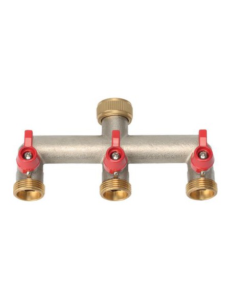 PRESA A RUBINETTO OTTONE 3 USCITE FILETTATE STARS 3/4F