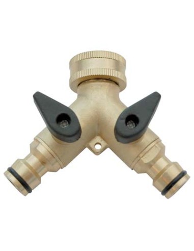 PRESA A RUBINETTO OTTONE 2 INNESTI RAPIDI STARS 3/4F
