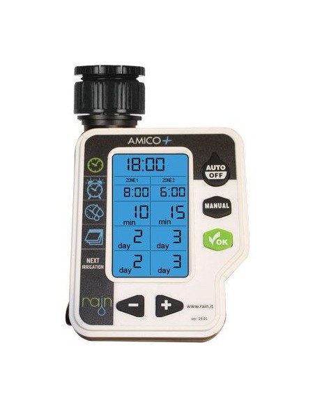 CENTRALINA IRRIGAZIONE AMICO +2 RAIN INNESTO RAPIDO 3/4F 2XSTILO AA VOLT 1,5