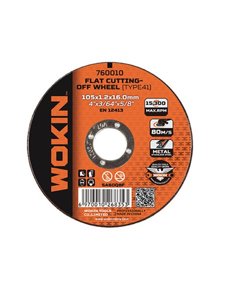 DISCO ABRASIVO TAGLIO FERRO PIANO 760 WOKIN MM 115X22,2 H.MM 1 760011