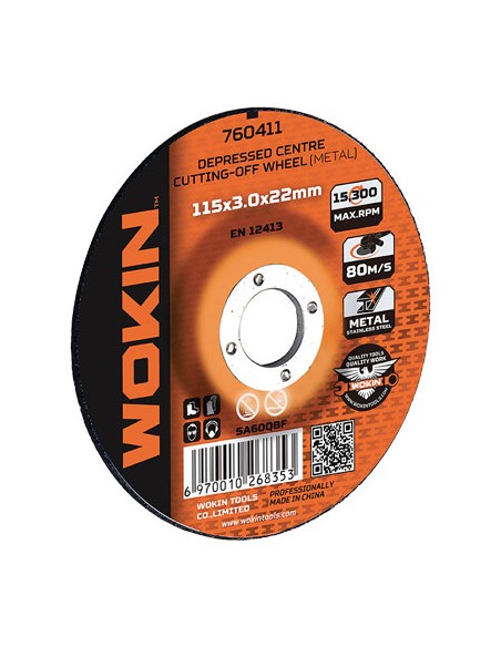 DISCO ABRASIVO TAGLIO FERRO DEPRESSO 760 WOKIN MM 230X22,2 H.MM 3 760423