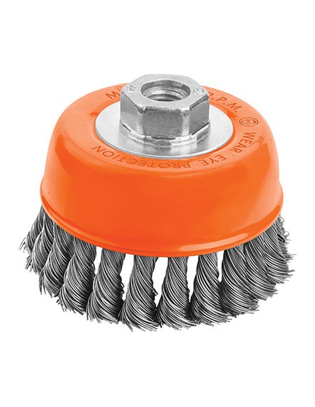 SPAZZOLA ACCIAIO RITORTO A TAZZA + FIL 7701 WOKIN MM 125 F.M14 770105