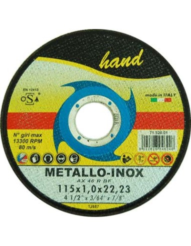DISCO ABRASIVO TAGLIO FERRO PIANO HAND MM 115X22,2 H.MM 1,0