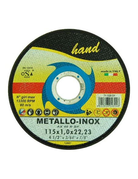 DISCO ABRASIVO TAGLIO FERRO PIANO HAND MM 115X22,2 H.MM 1,0