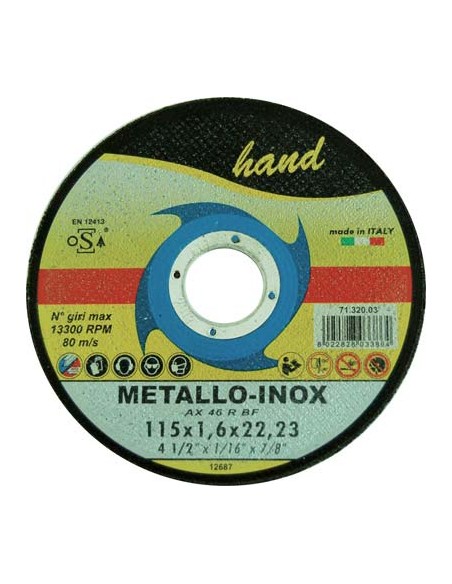 DISCO ABRASIVO TAGLIO FERRO PIANO HAND MM 115X22,2 H.MM 1,6