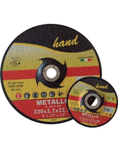 DISCO ABRASIVO TAGLIO FERRO DEPRESSO HAND MM 230X22,2 H.MM 3,2