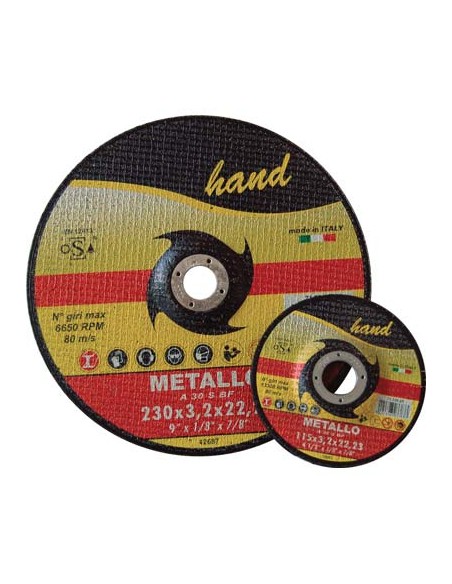 DISCO ABRASIVO TAGLIO FERRO DEPRESSO HAND MM 230X22,2 H.MM 3,2