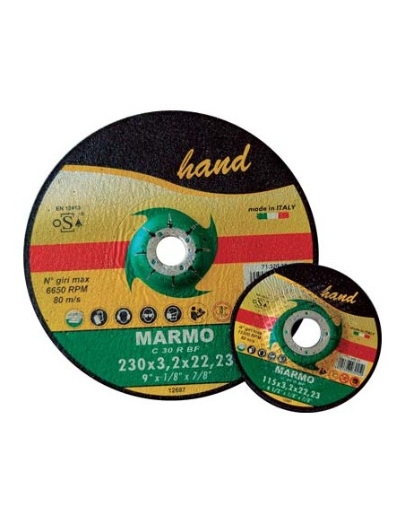 DISCO ABRASIVO TAGLIO MARMO DEPRESSO HAND MM 230X22,2 H.MM 3,2