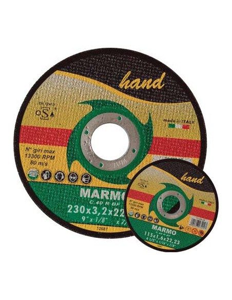 DISCO ABRASIVO TAGLIO MARMO PIANO HAND MM 230X22,2 H.MM 1,9
