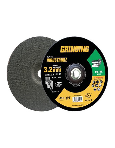 DISCO ABRASIVO TAGLIO PIETRA DEPRESSO INDUSTRIAL MM 230X22,2 H.MM 3,2