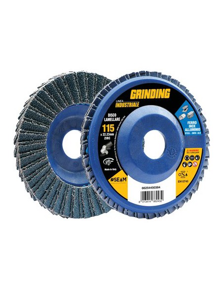 DISCO A LAMELLE RADIALI ZIRCONIO INDUSTRIAL MM 115X22,2 GRANA  60