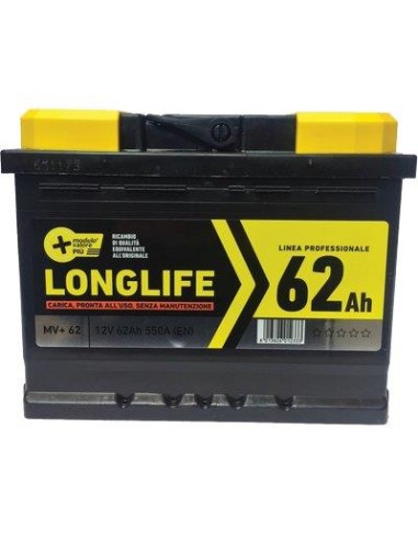 BATTERIA AUTO MODULO VALORE + AH  62 DX SPUNTO 550A MM 242X175 H.MM 190