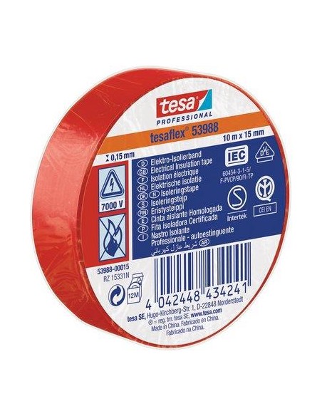 NASTRO PVC ISOLANTE IMQ TESA ROSSO MM 15 ML 10
