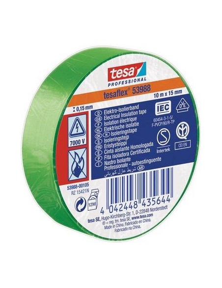 NASTRO PVC ISOLANTE IMQ TESA VERDE MM 15 ML 10