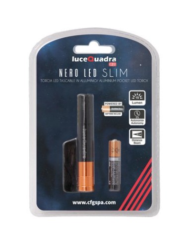 TORCIA LED NERO LED SLIM EXPO LUCE QUADRA WATT 0,5 1XMINI STILO AAA INCLUSA