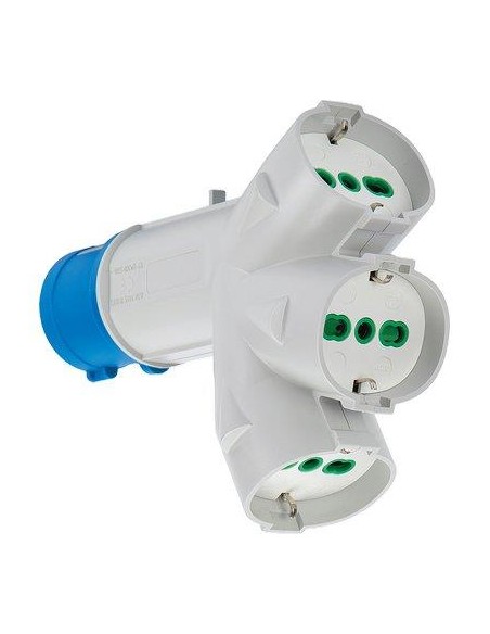 ADATTATORE TRIPLO SPINA BLU-16A+3 SCHUKO FME 2P+T 16A IP44