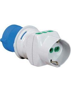 ADATTATORE TRIPLO SPINA BLU-16A+SCHUKO FME 2P+T 16A IP44