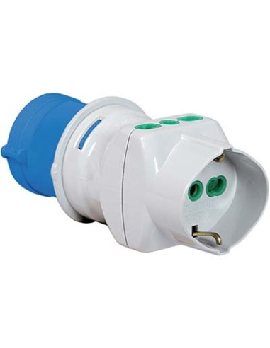ADATTATORE TRIPLO SPINA BLU-16A+SCHUKO FME 2P+T 16A IP44