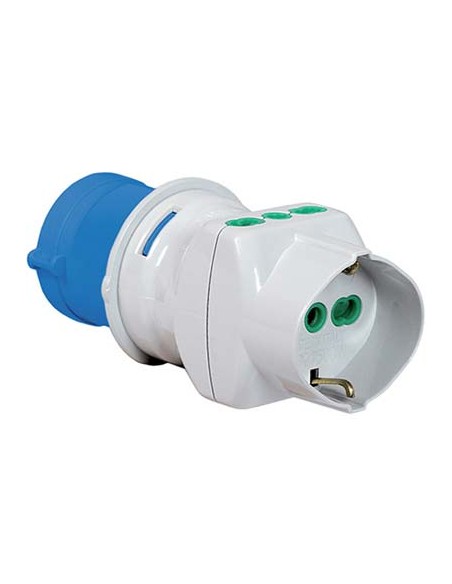 ADATTATORE TRIPLO SPINA BLU-16A+SCHUKO FME 2P+T 16A IP44