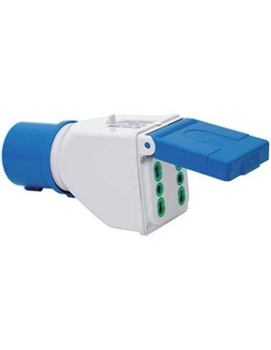ADATTATORE SPINA BLU-16A BIPASSO DOPPIA FME 2P+T 16A IP44