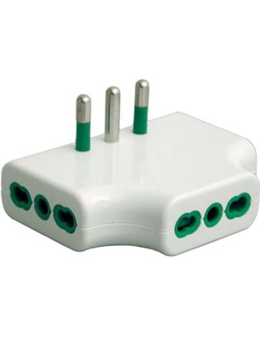 ADATTATORE TRIPLO RIBASSATO 16A-16A FME BIANCO 2P+T