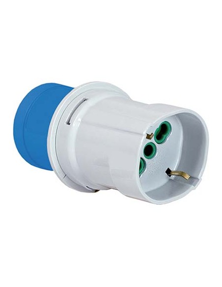 ADATTATORE SPINA BLU-SCHUKO FME 2P+T 16A IP44