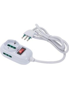 MULTIPRESA TRIAX BIPASSO + SCHUKO+ TERMICO RETAIL BIANCO POSTI 3 2P+T 16A N°XMMQ 3X0,75 MT 1,2