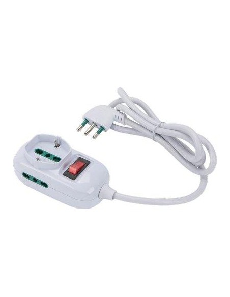 MULTIPRESA TRIAX BIPASSO + SCHUKO+ TERMICO RETAIL BIANCO POSTI 3 2P+T 16A N°XMMQ 3X0,75 MT 1,2