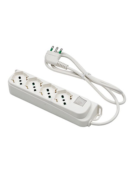 MULTIPRESA BIPASSO SCHUKO + INT.LUM RETAIL FME BIANCO POSTI 4 2P+T 16A N°XMMQ 3X1,0 MT 1,5