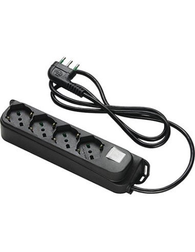 MULTIPRESA BIPASSO SCHUKO + INT.LUM RETAIL FME NERO POSTI 4 2P+T 16A N°XMMQ 3X1,0 MT 1,5