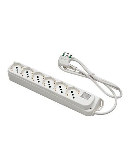 MULTIPRESA BIPASSO SCHUKO + INT.LUM RETAIL FME BIANCO POSTI 6 2P+T 16A N°XMMQ 3X1,0 MT 1,5