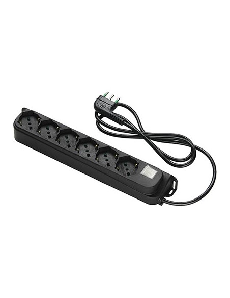 MULTIPRESA BIPASSO SCHUKO + INT.LUM RETAIL FME NERO POSTI 6 2P+T 16A N°XMMQ 3X1,0 MT 1,5
