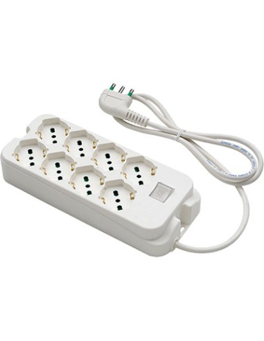 MULTIPRESA BIPASSO SCHUKO + INT.LUM RETAIL FME BIANCO POSTI 8 2P+T 16A N°XMMQ 3X1,0 MT 1,5